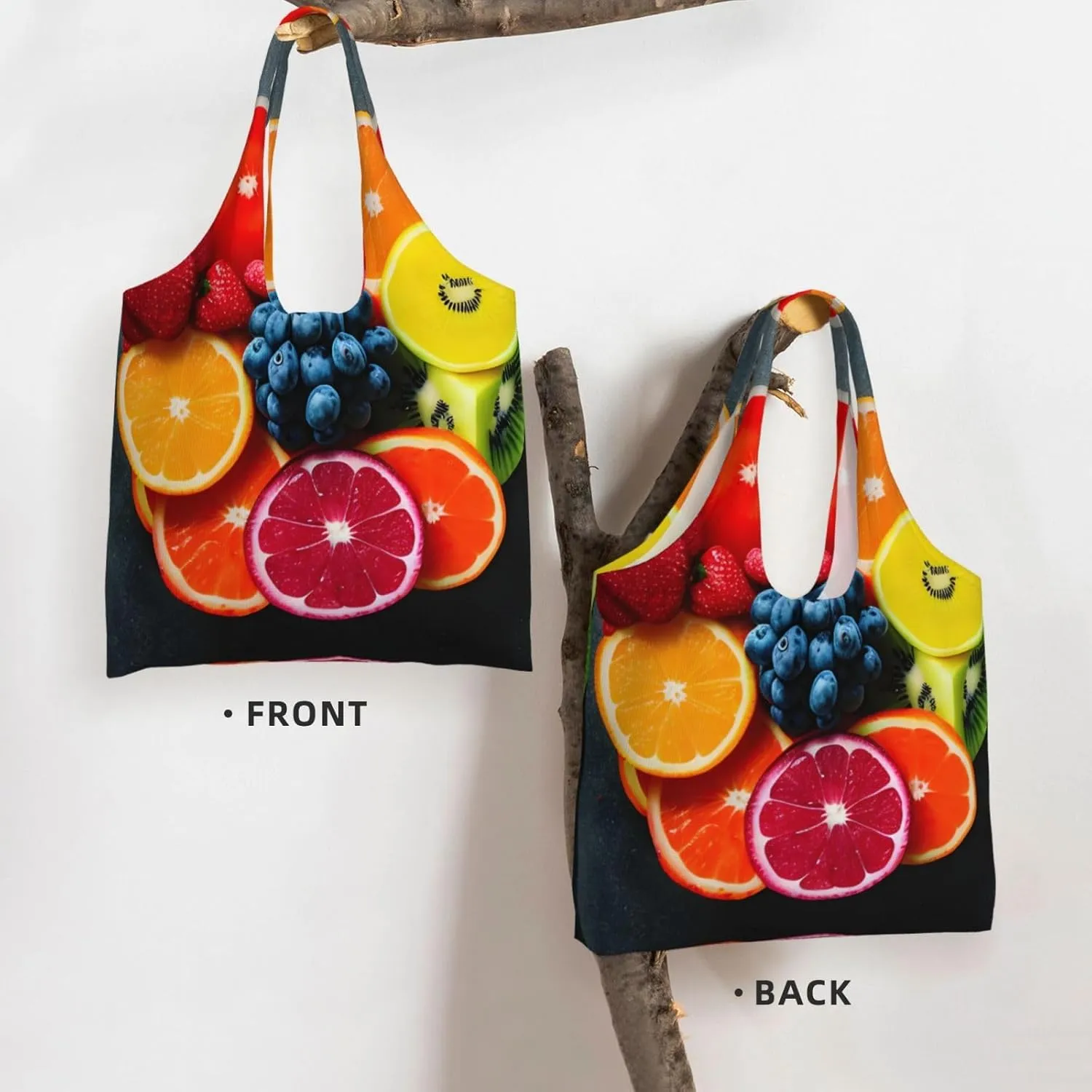 Orange Fruit Canvas Aesthetic Tote Bag for Women Beach Bag Shopping Bags Shoulder Bag Reusable Grocery Bags
