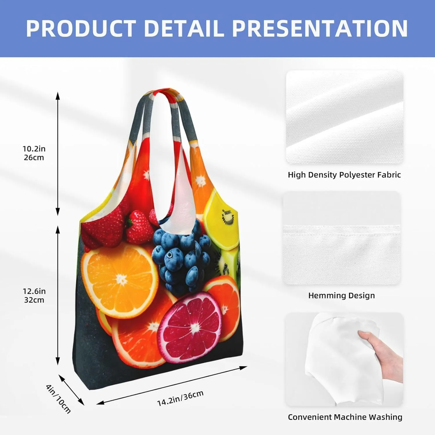 Orange Fruit Canvas Aesthetic Tote Bag for Women Beach Bag Shopping Bags Shoulder Bag Reusable Grocery Bags