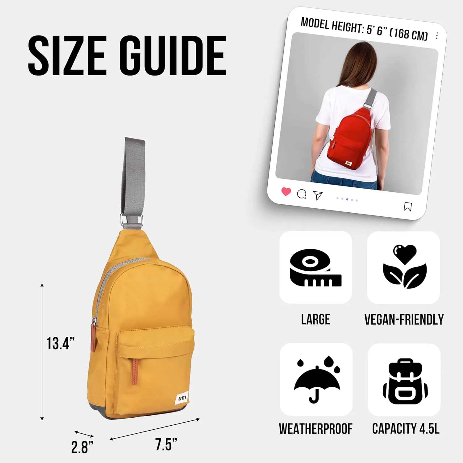 ORI LONDON Crossbody Bag - Large Nylon Travel Sling Bag for Women & Men with Chunky Zippers - The Willesden