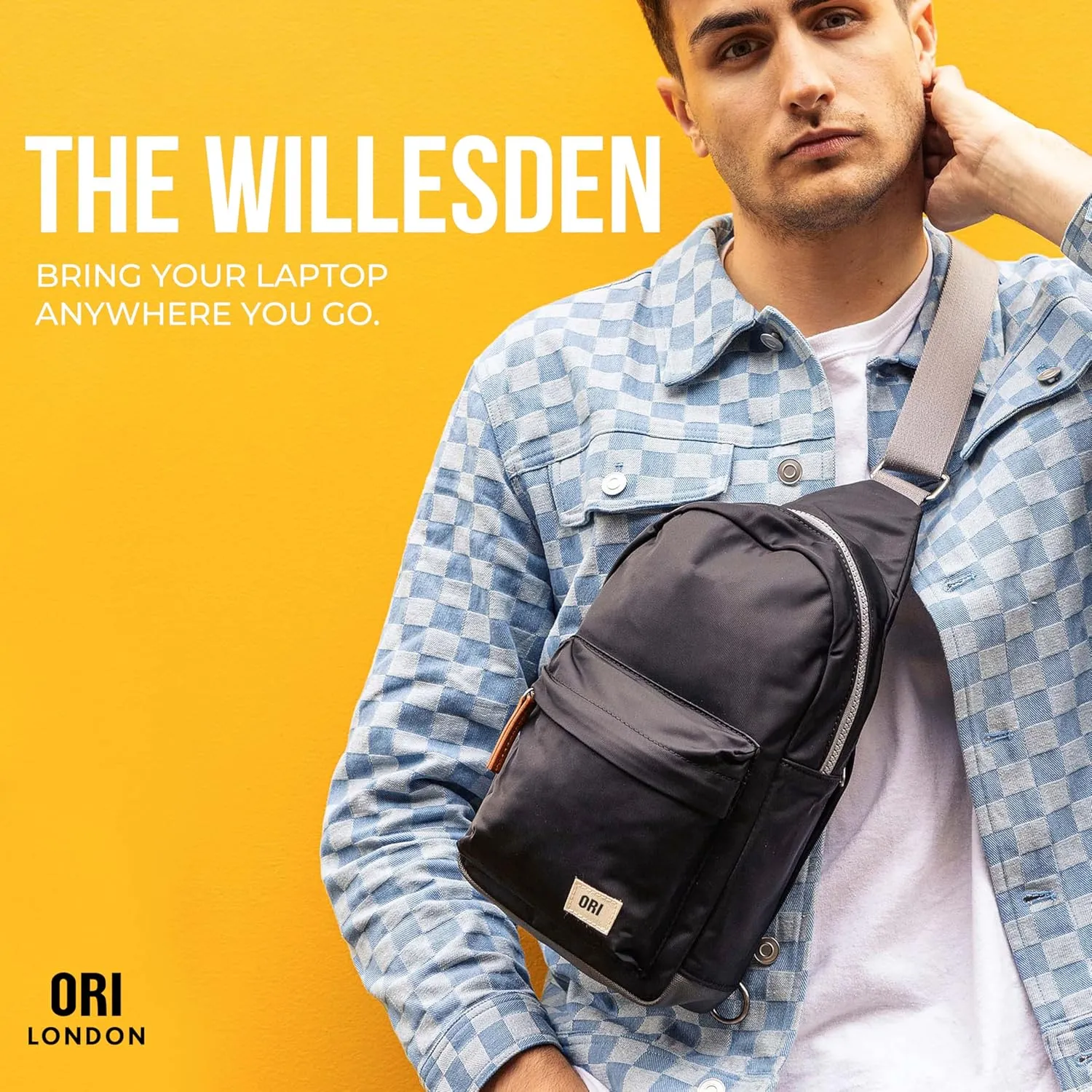 ORI LONDON Crossbody Bag - Large Nylon Travel Sling Bag for Women & Men with Chunky Zippers - The Willesden