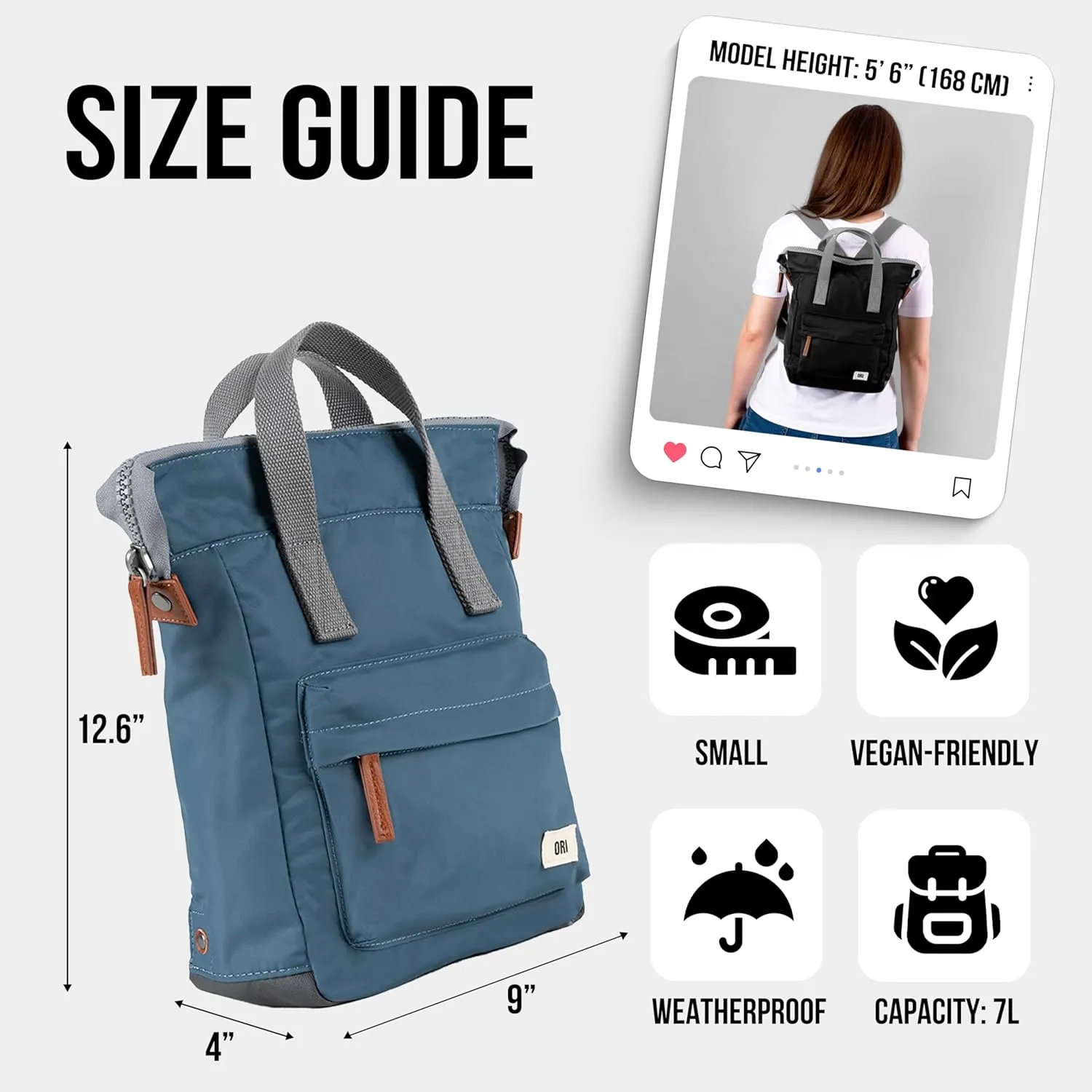 ORI LONDON Small Tote Bag Backpack - Nylon Tote Backpack for Women & Men - Wide Mouth, Chunky Zippers - The Bantry, Corn