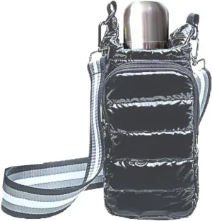 Original Crossbody Water Bottle Bag/Water Bottle Holder Bag/Quilted Puffer Tote Tumbler Holder with Pockets for Phone & Accessories/For walking, hiking, workout/BEST GIFT for woman (Black)