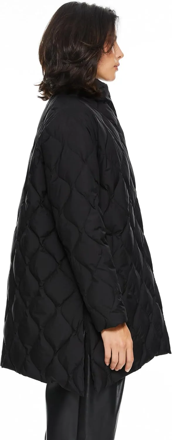 Orolay Women's Oversized Quilted Down Jacket Lightweight Puffer Casual Coat Long-Sleeve Padded Insulated with Pockets
