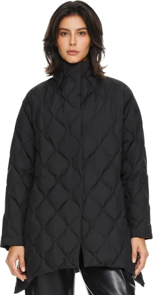 Orolay Women's Oversized Quilted Down Jacket Lightweight Puffer Casual Coat Long-Sleeve Padded Insulated with Pockets
