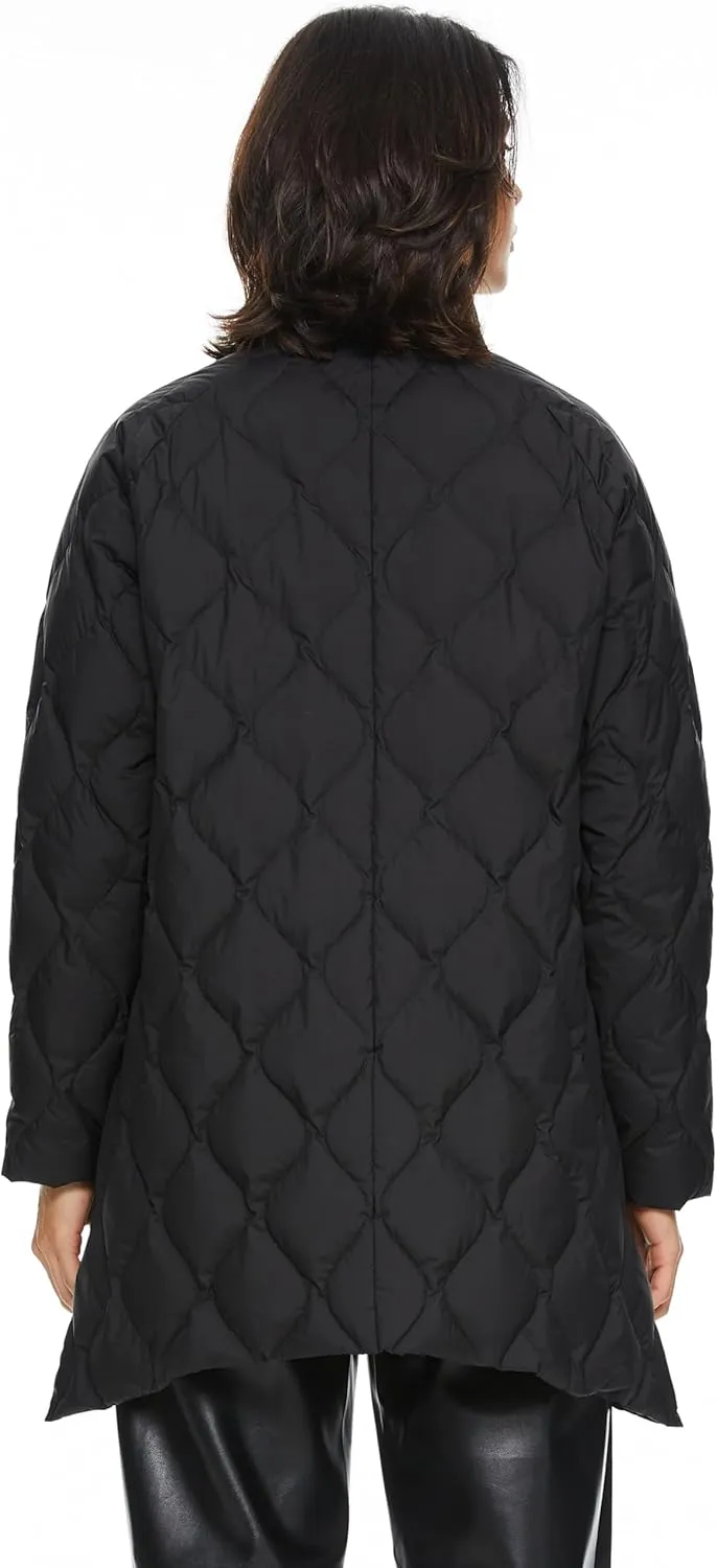 Orolay Women's Oversized Quilted Down Jacket Lightweight Puffer Casual Coat Long-Sleeve Padded Insulated with Pockets