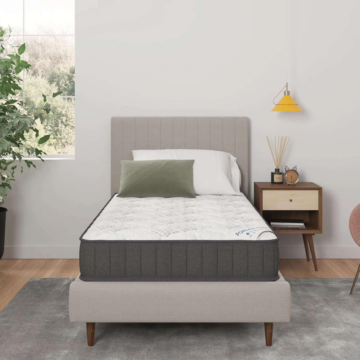 Ottomanson Twin 9" Hybrid Mattress - Rock Hard Feel - Made in USA - Individually Pocketed Coils & CertiPUR-US Foam - Fiberglass-Free - Bed in a Box