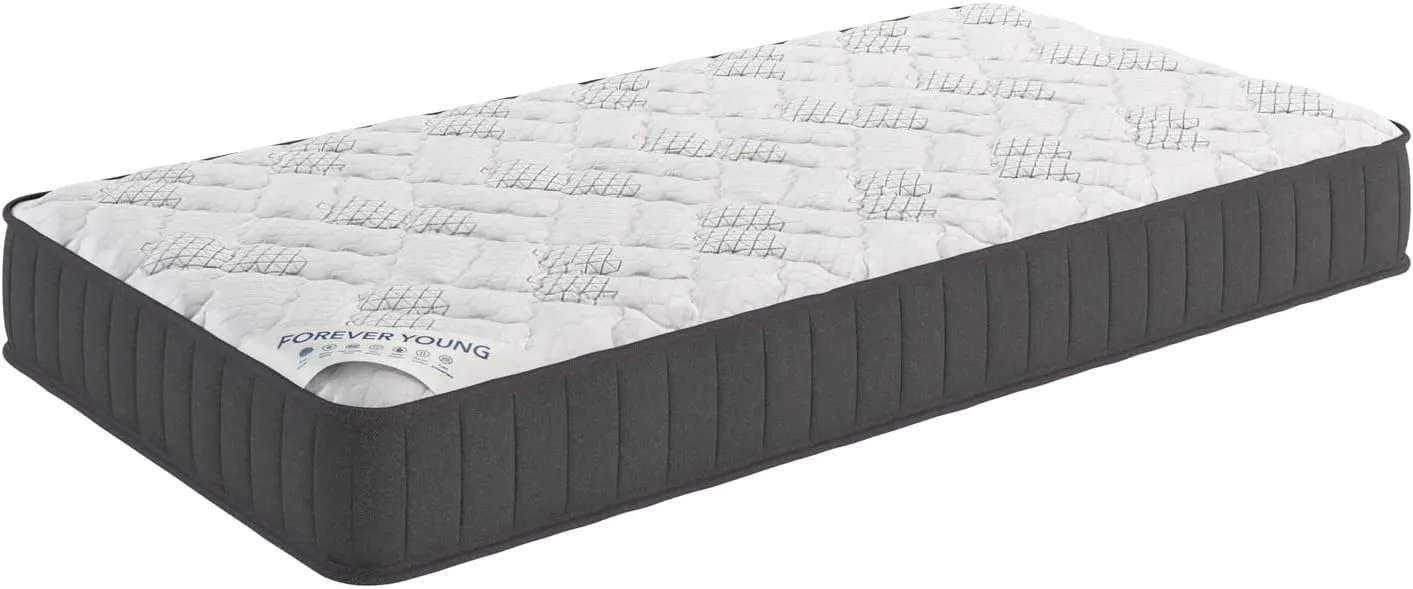 Ottomanson Twin 9" Hybrid Mattress - Rock Hard Feel - Made in USA - Individually Pocketed Coils & CertiPUR-US Foam - Fiberglass-Free - Bed in a Box