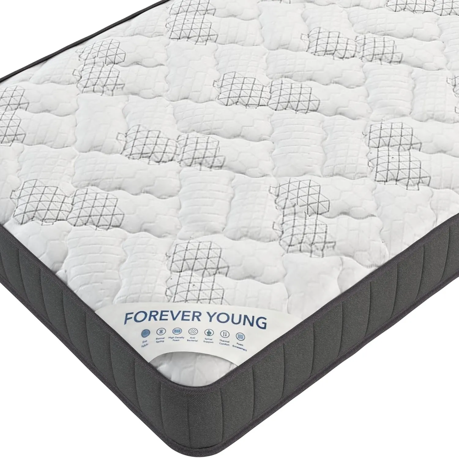 Ottomanson Twin 9" Hybrid Mattress - Rock Hard Feel - Made in USA - Individually Pocketed Coils & CertiPUR-US Foam - Fiberglass-Free - Bed in a Box