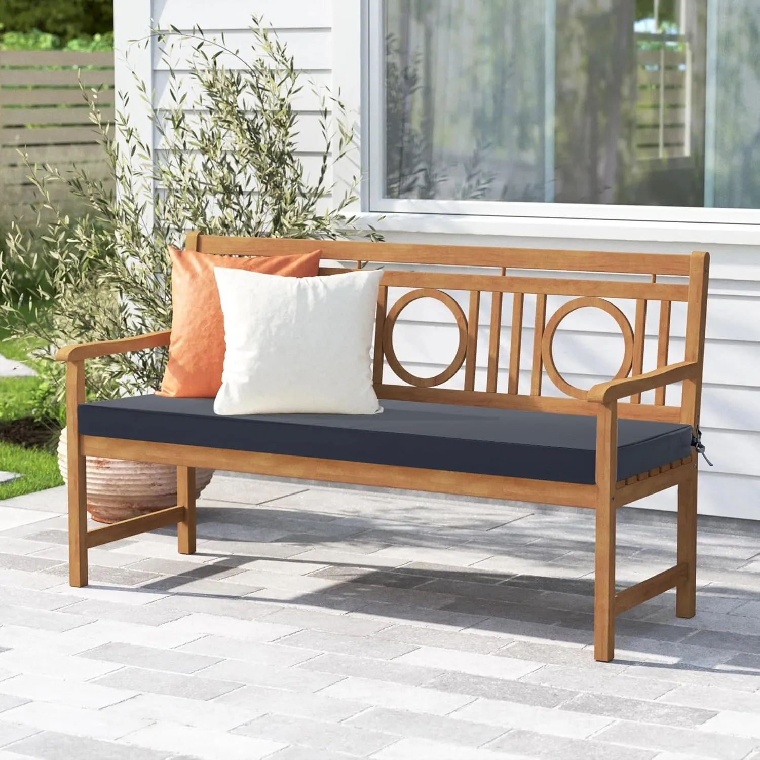 Outdoor Bench Cushion: Waterproof and Fade Resistant Patio Furniture Cushions - Non-Slip Bench Pad Cushion with Removable Cover for Garden Swing Porch Sofa Settee, 48 x 18 x 3 Inch, Dark Grey