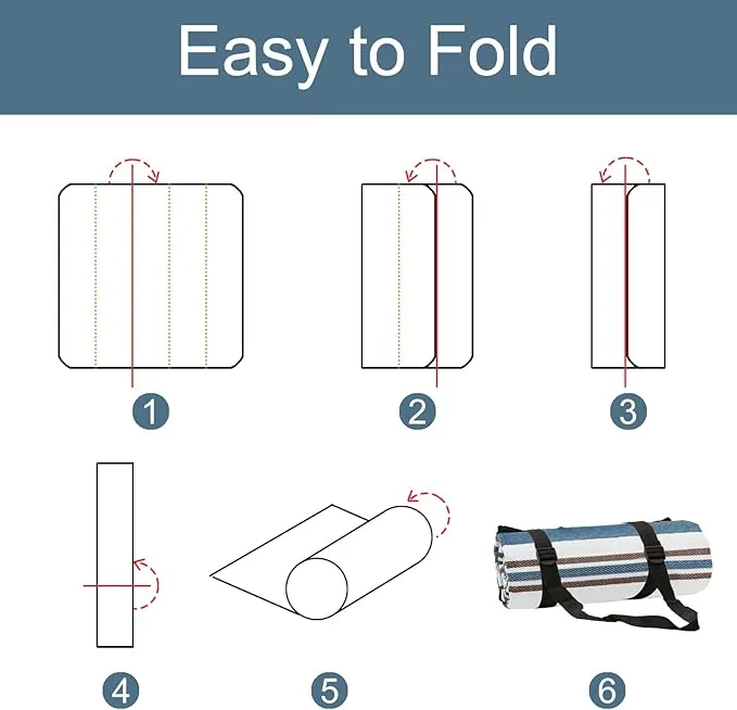 Outdoor Picnic Blanket with Bag, 60'' x 80'' Comfortable Picnic Mat for Should Strap, Foldable Outdoor Blanket for Park Beach Travel Camping Yard Outdoor Concerts (Stripe)