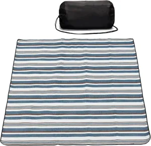Outdoor Picnic Blanket with Bag, 60'' x 80'' Comfortable Picnic Mat for Should Strap, Foldable Outdoor Blanket for Park Beach Travel Camping Yard Outdoor Concerts (Stripe)