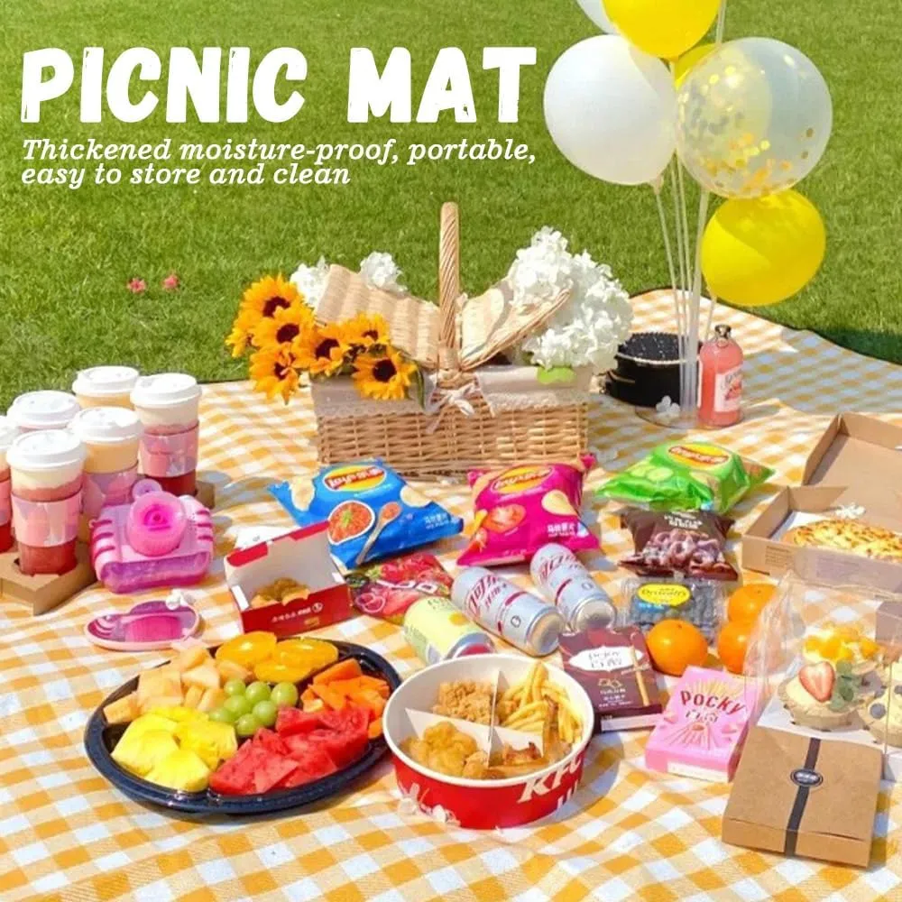 Outdoor Waterproof Carpet, 80 "X80 Large Beach mat Sand Resistant Folding Machine wash Picnic Blanket, Suitable for Park Picnic, Camping, Beach, Indoor, (Red Lattice)