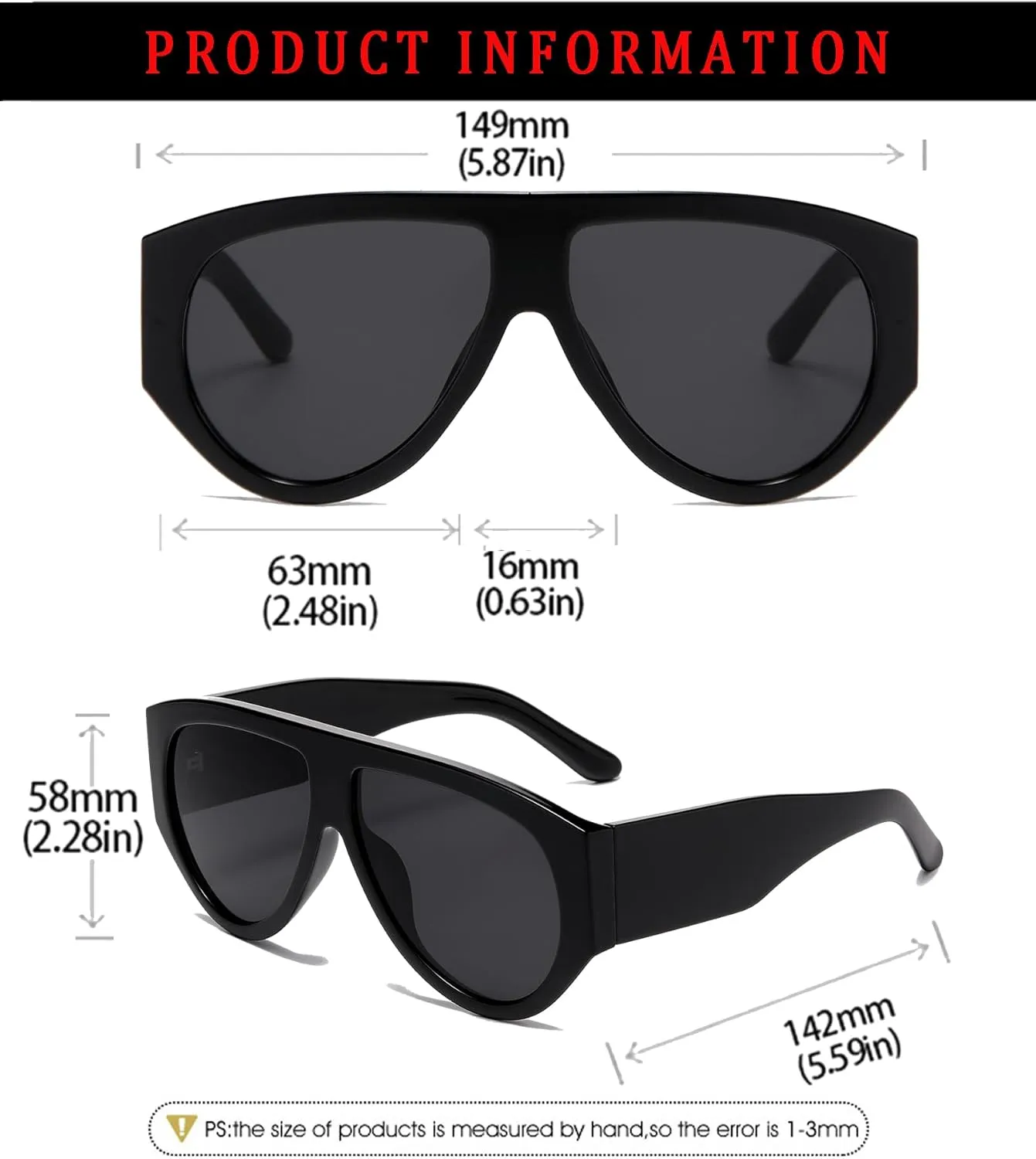 Oversized Aviator Sunglasses for Women Men Classic Big Frame Sun Glasses