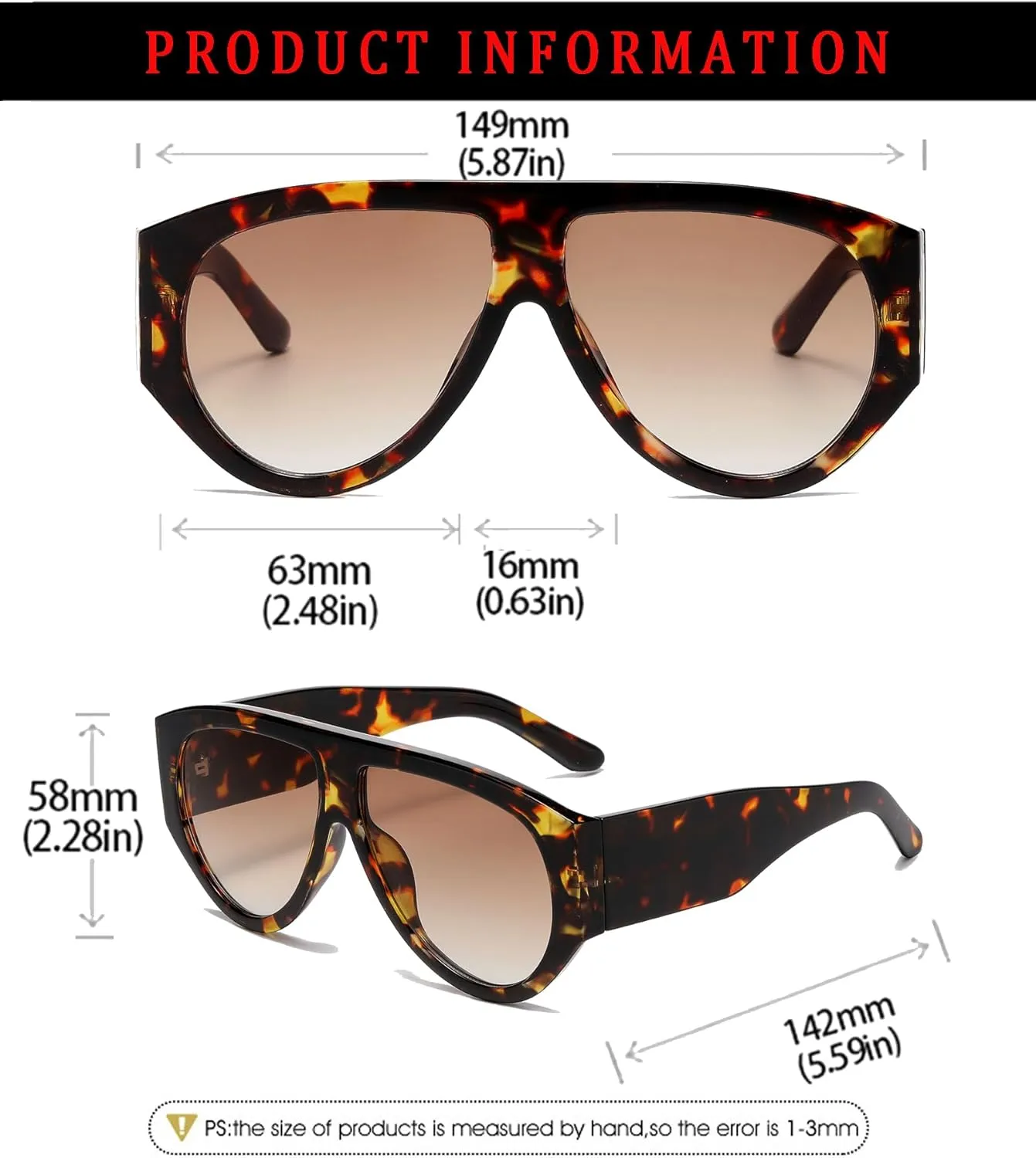 Oversized Aviator Sunglasses for Women Men Classic Big Frame Sun Glasses