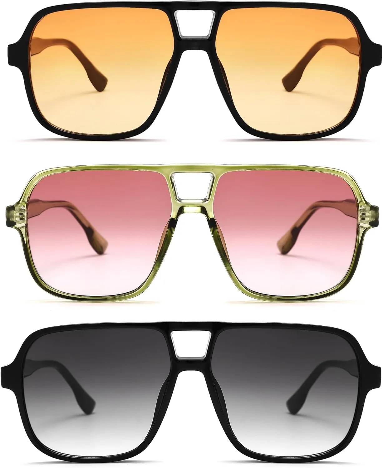 Oversized Aviator Sunglasses for Women Men - Retro 70s Square Shades Sun Glasses