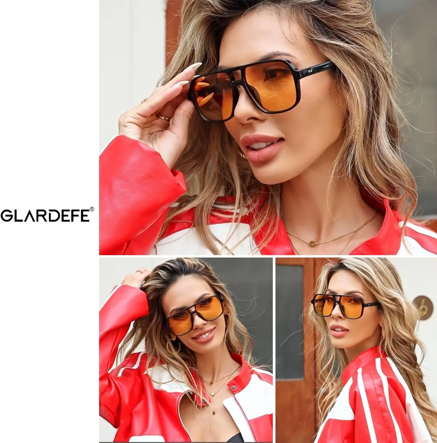 Oversized Aviator Sunglasses for Women Men - Retro 70s Square Shades Sun Glasses