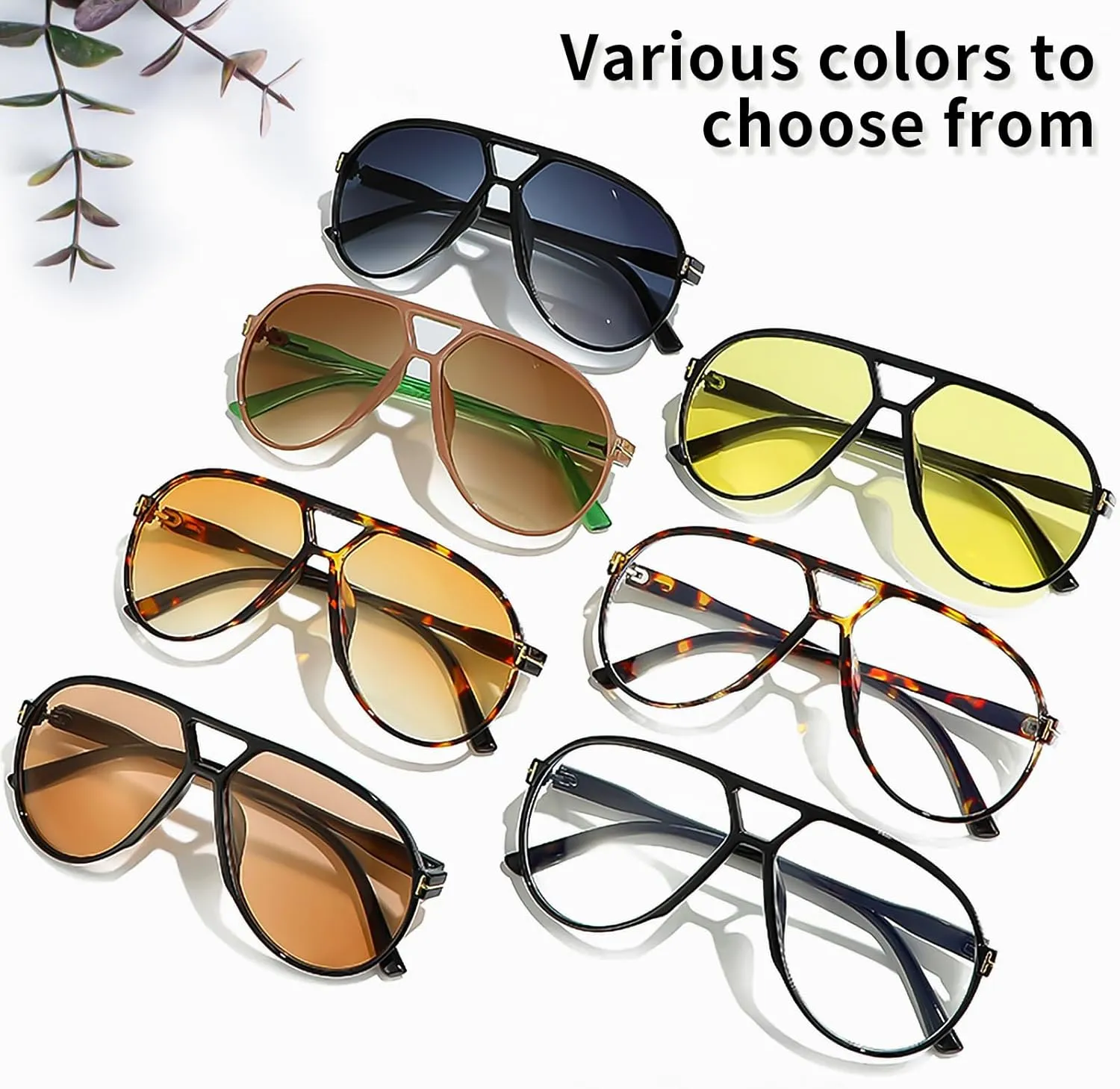 Oversized Aviator Sunglasses for Women Men Trendy 70s Large Sun Glasses UV400 Protection