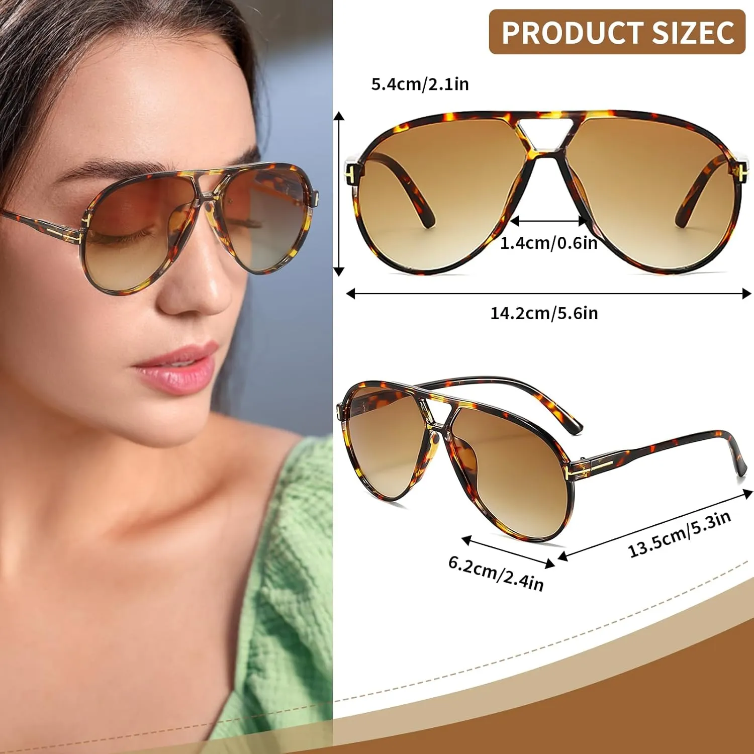Oversized Aviator Sunglasses for Women Men Trendy 70s Large Sun Glasses UV400 Protection