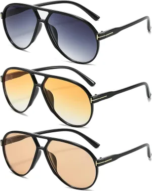 Oversized Aviator Sunglasses for Women Men Trendy 70s Large Sun Glasses UV400 Protection