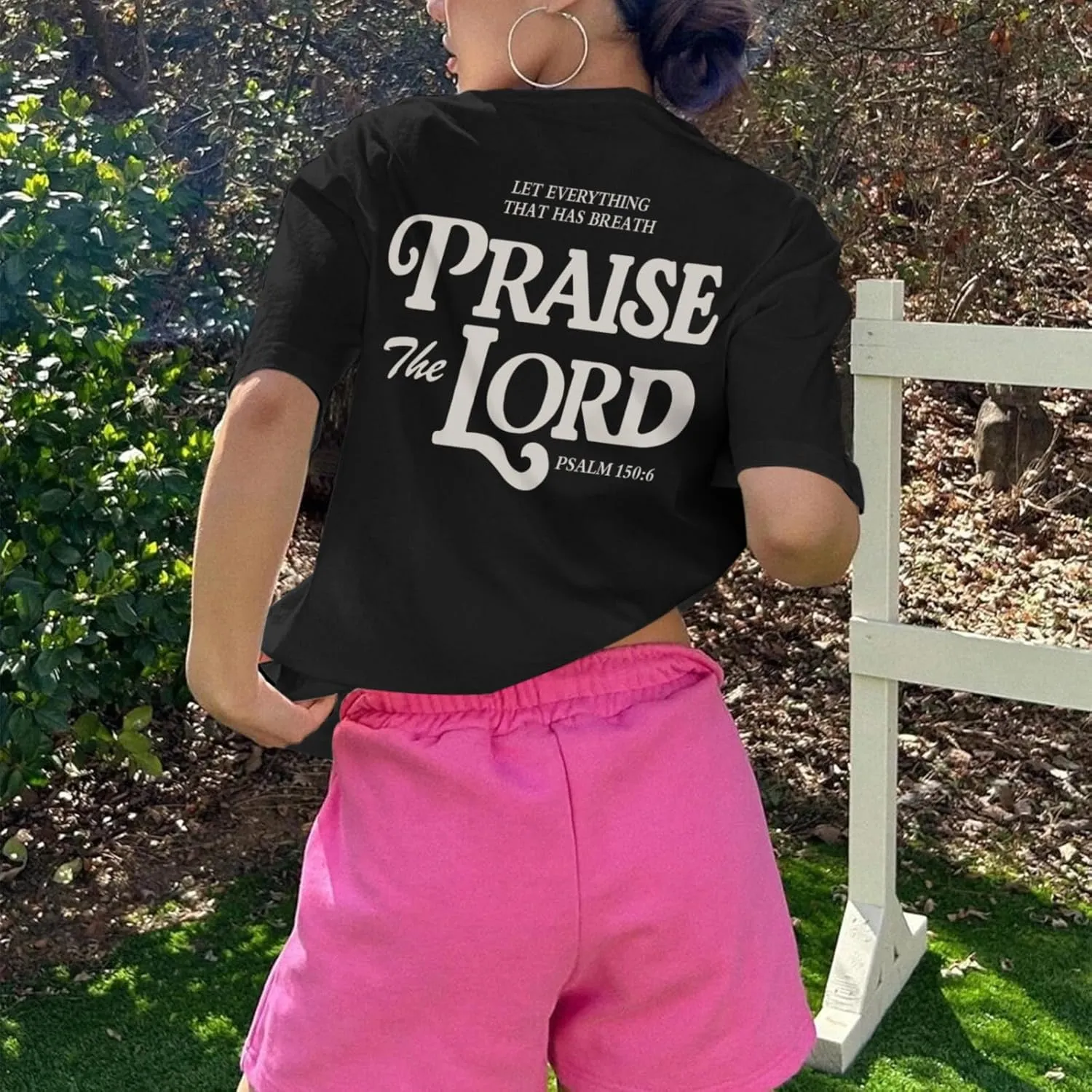 Oversized Christian Shirts for Women Praise The Lord T-Shirt Religious Bible Verse Tshirt God Jesus Shirt Graphic Tee