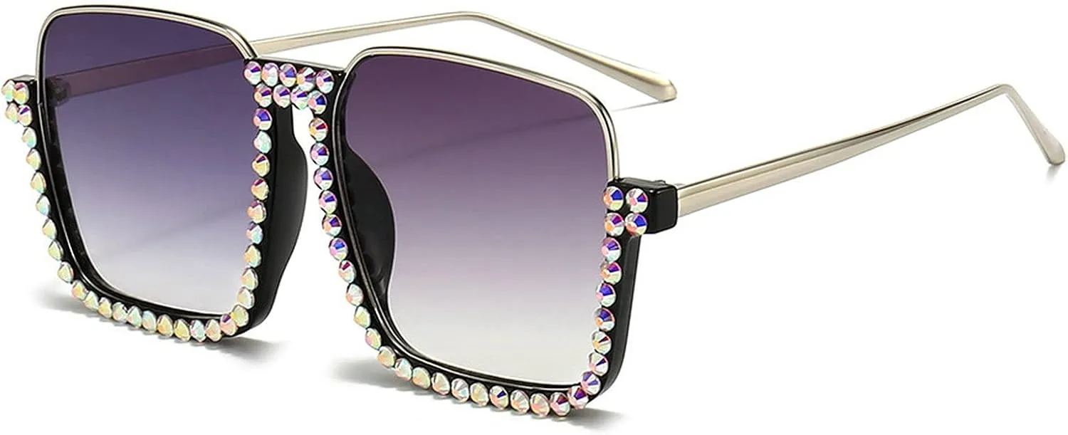 Oversized Diamond Sunglasses Women Rhinestone Square Sunglasses Vintage Men Bling Party Sunglasses Eyewear