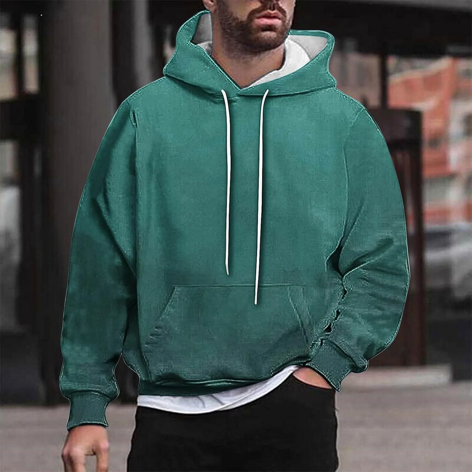 Oversized Hoodies 2024 Fall Vintage Lightweight Mens Hooded Sweatshirts Pullover with Kanga Pockets Streetwear