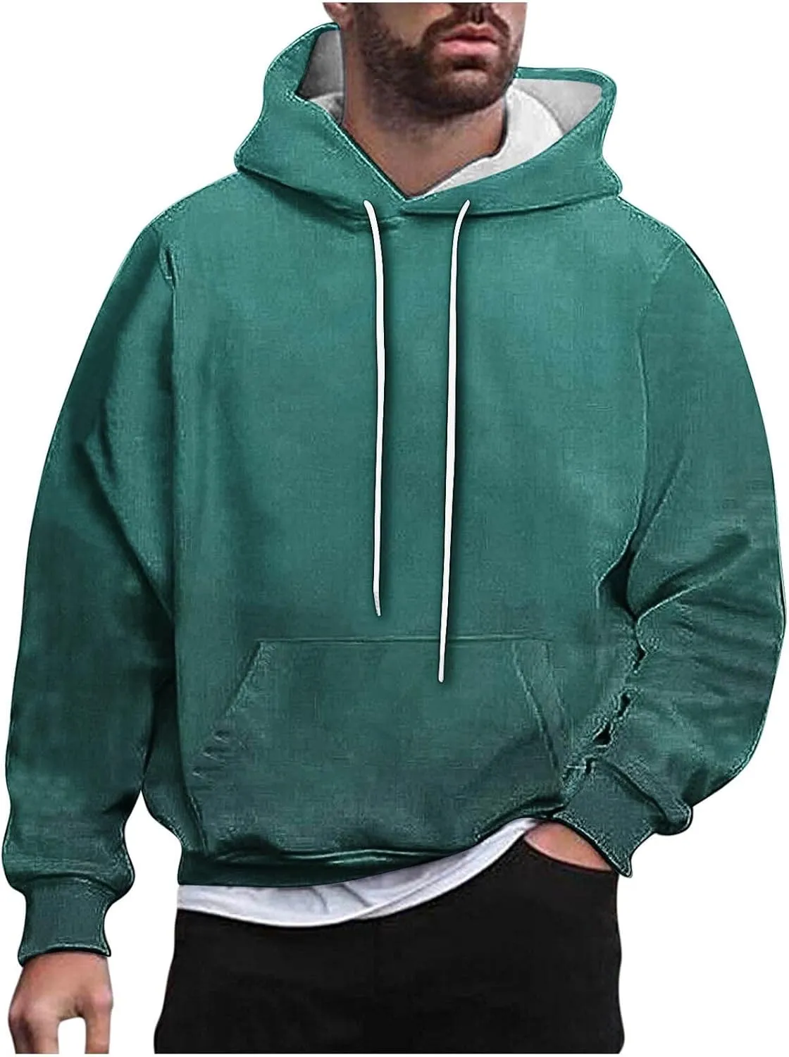 Oversized Hoodies 2024 Fall Vintage Lightweight Mens Hooded Sweatshirts Pullover with Kanga Pockets Streetwear