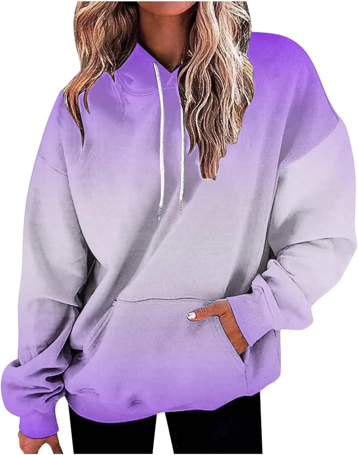 Oversized Hoodies For Women Fall Fashion 2023 Drop Shoulder Long Sleeve Hooded Sweatshirt Gradient Color y2k Clothes