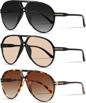 Oversized Retro Aviator Sunglasses for Women Men Classic 70s Vintage Style Trendy Large Frame Sun Glasses