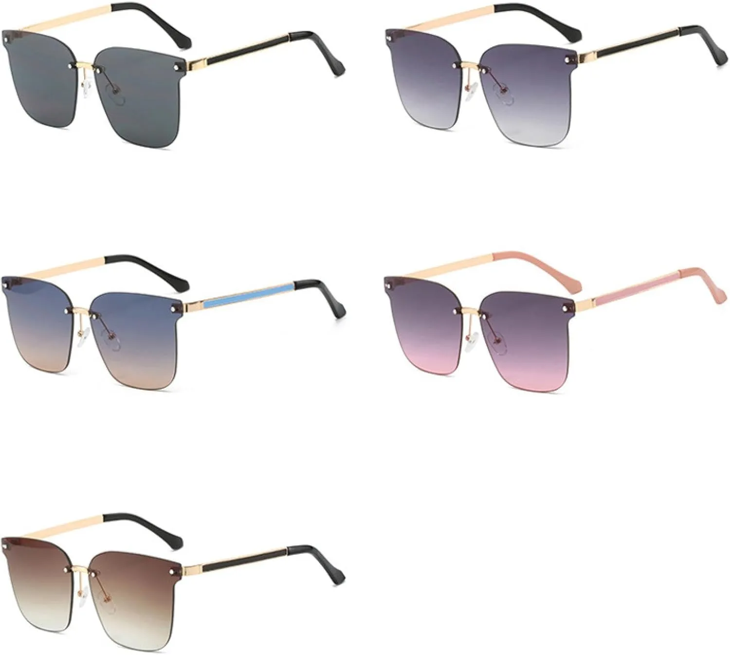 Oversized Rimless Sunglasses Women Men Retro Fashion Outdoor Sports Driving Sun Glasses Uv400