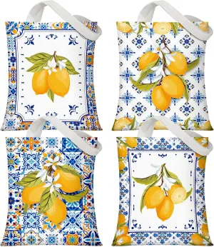 Paterr 4 Pcs Amalfi Coast Tote Bags Italian Lemon Canvas Bags Italian Islands Gift Beach Aesthetic Travel Gift for Women