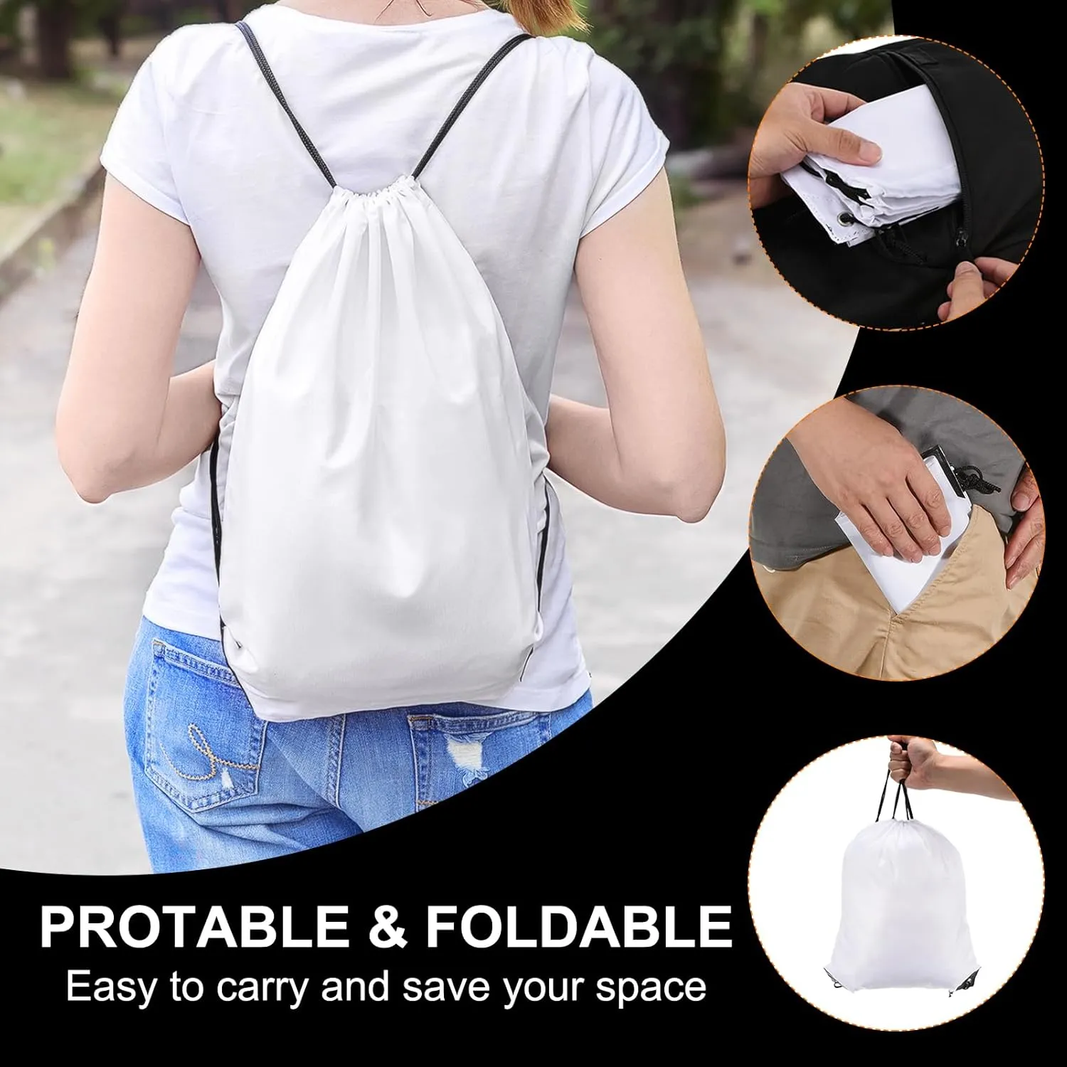 PATIKIL Drawstring Backpack Bulk 100 Pack Draw String Bags 210D Polyester Gym Cinch Sack for Women Men Gym Sport Travel Party, Green (16.5" x 13.3")
