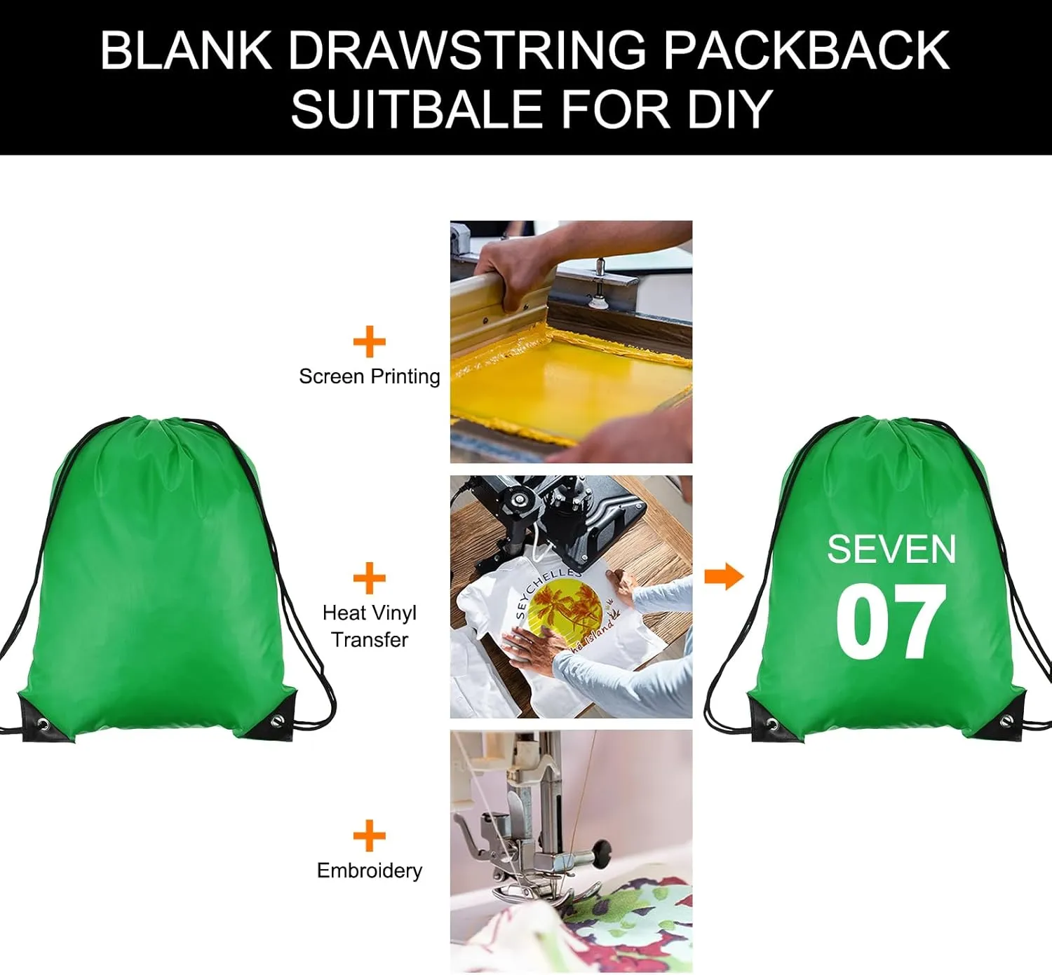 PATIKIL Drawstring Backpack Bulk 100 Pack Draw String Bags 210D Polyester Gym Cinch Sack for Women Men Gym Sport Travel Party, Green (16.5" x 13.3")