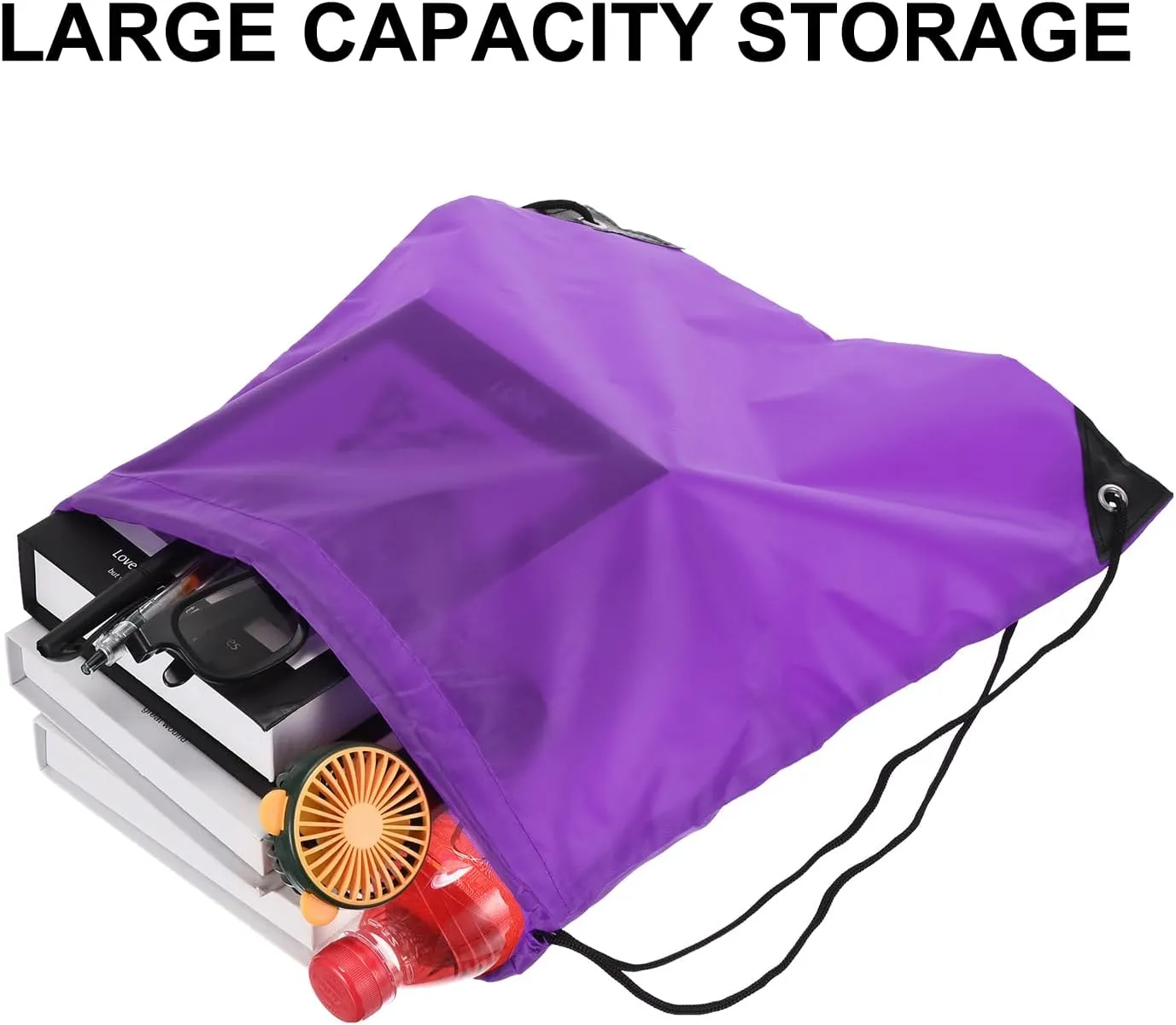 PATIKIL Drawstring Backpack Bulk 100 Pack Draw String Bags 210D Polyester Gym Cinch Sack for Women Men Gym Sport Travel Party, Purple (16.5" x 13.3")