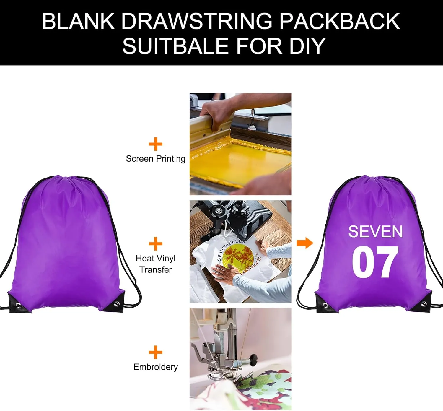 PATIKIL Drawstring Backpack Bulk 100 Pack Draw String Bags 210D Polyester Gym Cinch Sack for Women Men Gym Sport Travel Party, Purple (16.5" x 13.3")