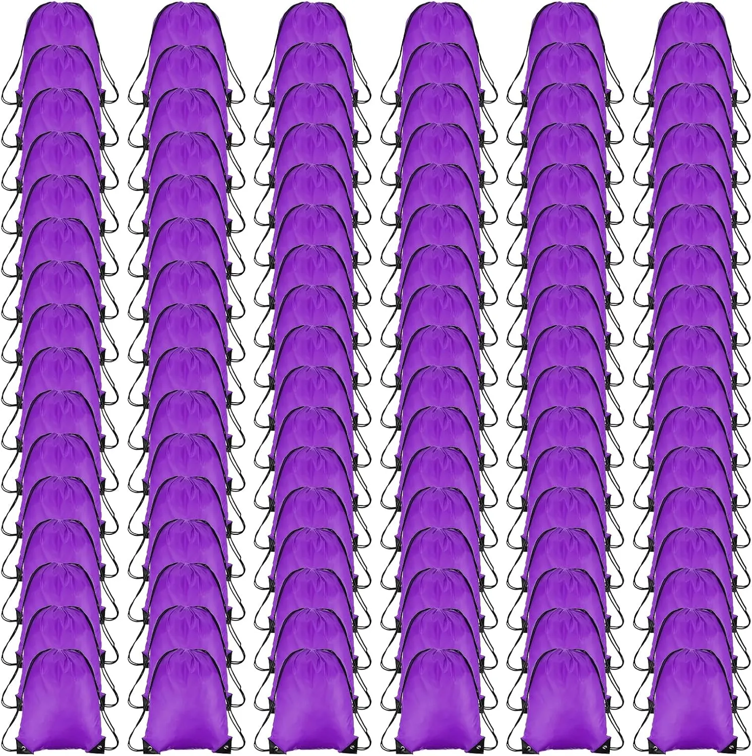 PATIKIL Drawstring Backpack Bulk 100 Pack Draw String Bags 210D Polyester Gym Cinch Sack for Women Men Gym Sport Travel Party, Purple (16.5" x 13.3")