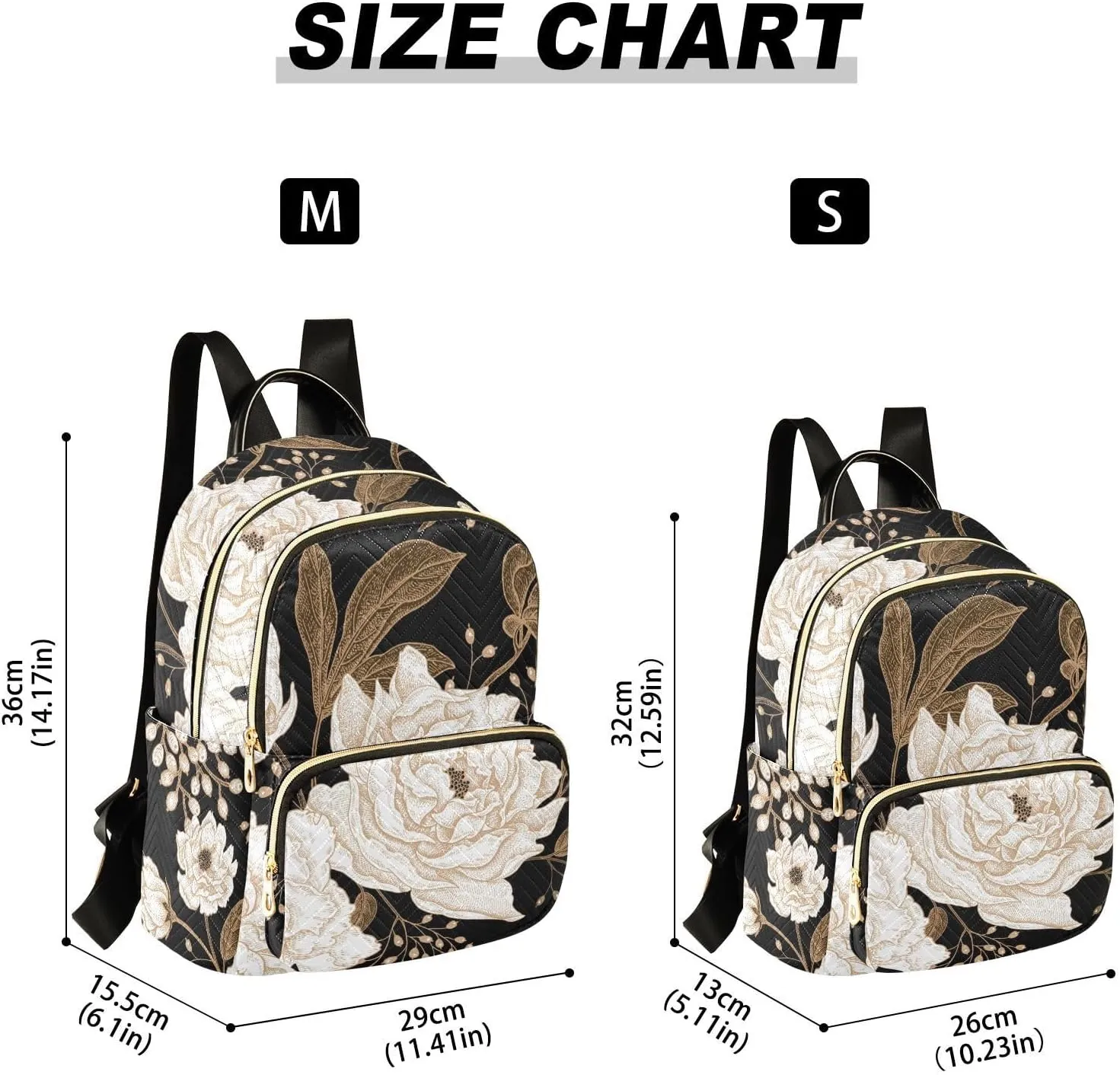 Peony and Rose Flower Mini Backpack for Women, Travel Backpack Purse for Ladies Fashion Shoulder Bag Daypack Travel Bag