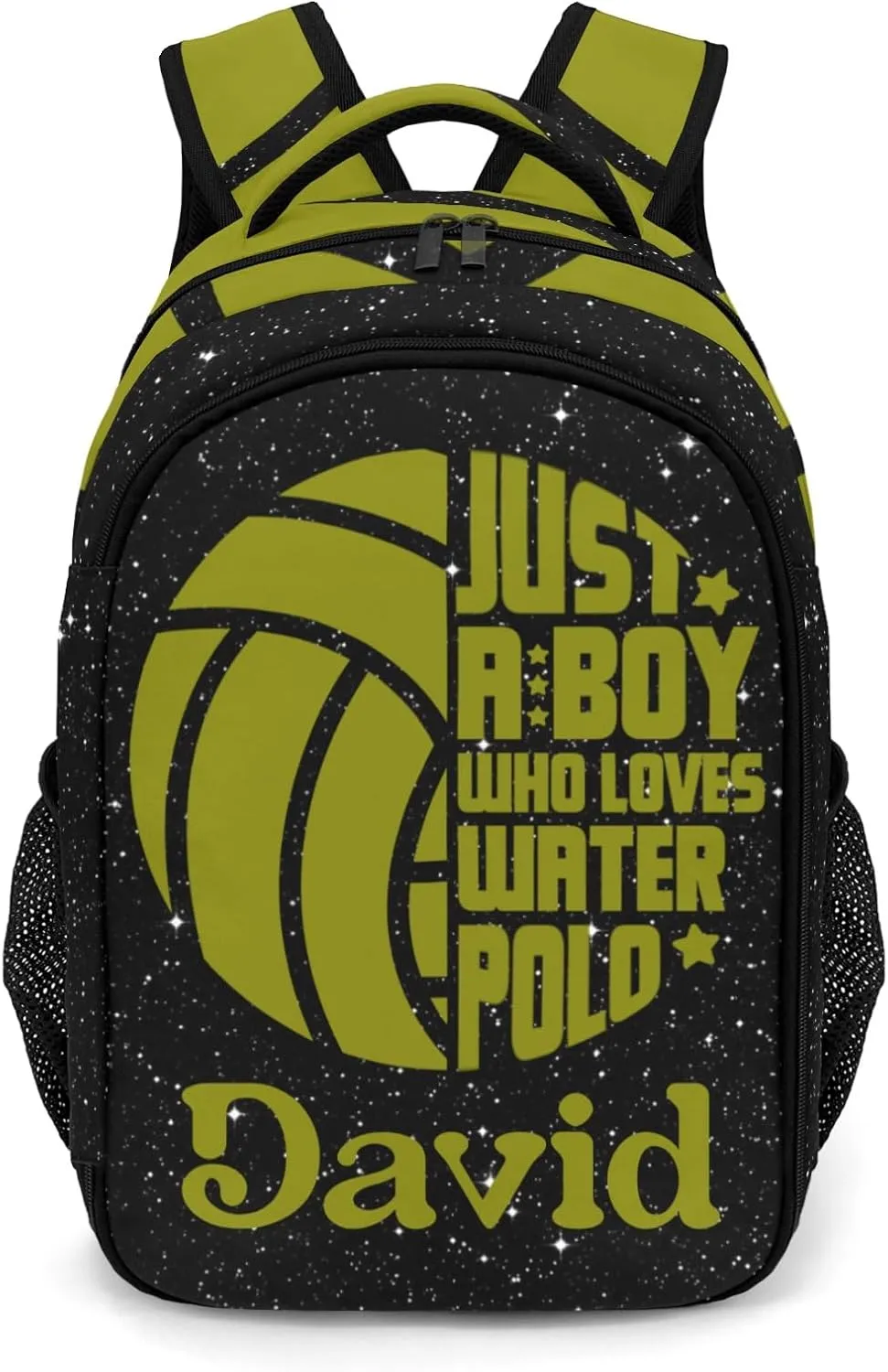 Personalized Love Water Polo Boy Backpack Multifunctional Waterproof Laptop Bag for Boy Girl Travel Gift Bling Glitter Print