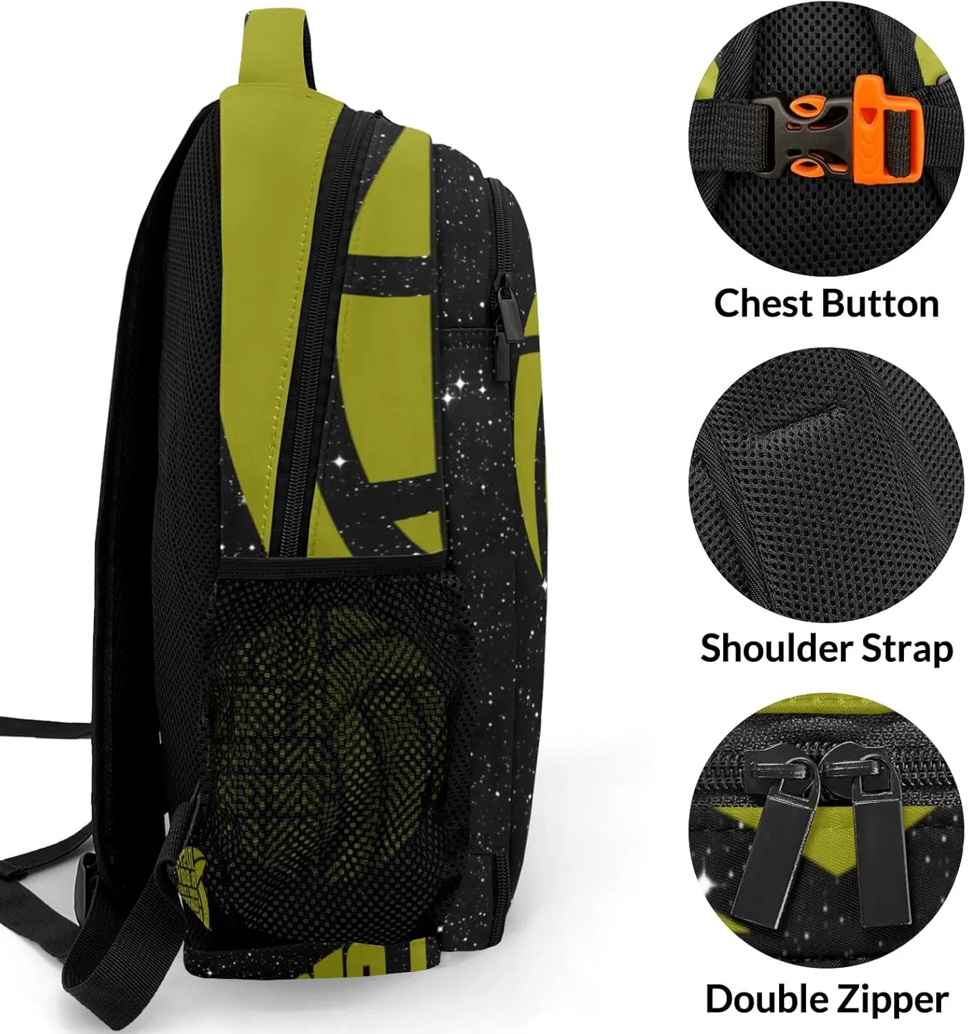 Personalized Love Water Polo Boy Backpack Multifunctional Waterproof Laptop Bag for Boy Girl Travel Gift Bling Glitter Print