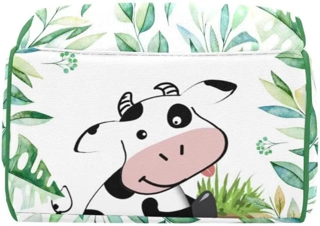 Personalized Name Diaper Bag Backpack Floral Leaves Cow Multifunction Travel Backpack Nappy Bag Daypack for Mom Dad Boy Girl