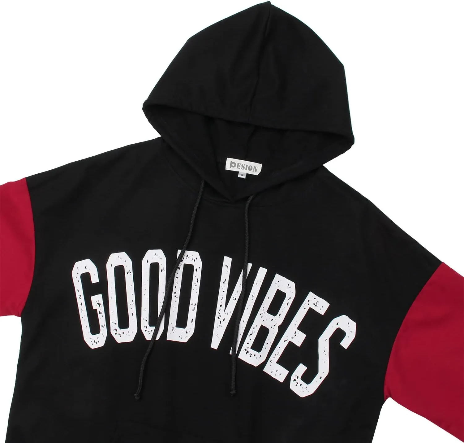 PESION Womens Pullover Hoodies Oversized Graphic Color Block Novelty Hoodie Sweatshirts with Pockets