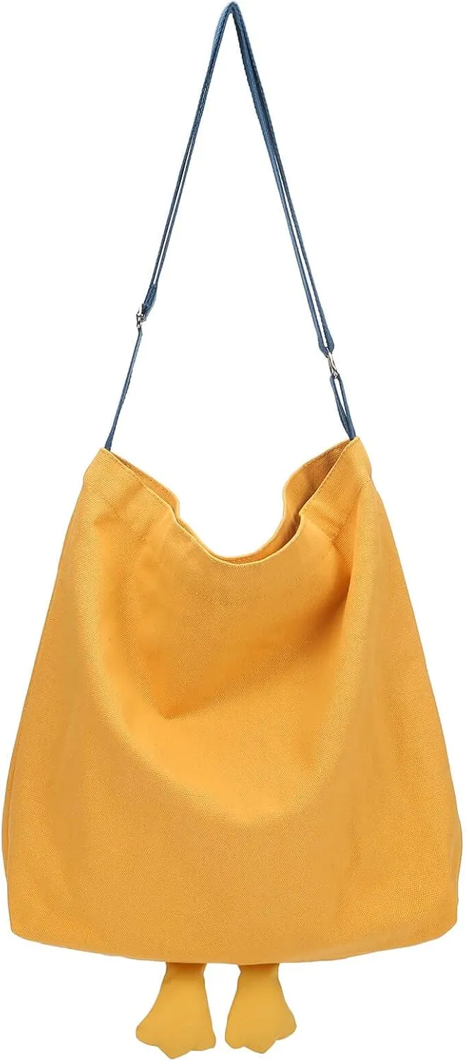 Phaoullzon Cute Canvas Tote Bag - Funny Duck & Goose Hobo Shoulder Crossbody Bag