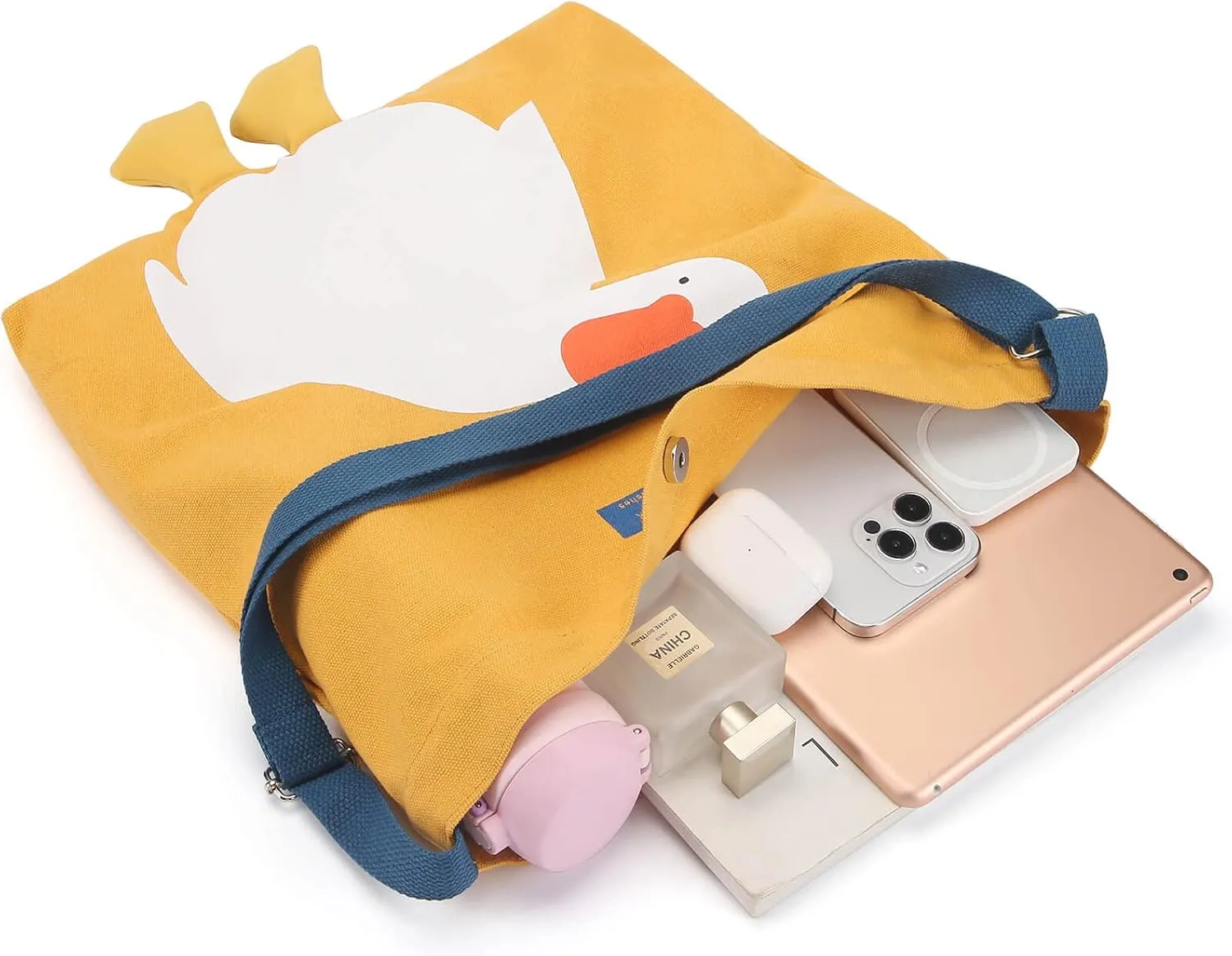 Phaoullzon Cute Canvas Tote Bag - Funny Duck & Goose Hobo Shoulder Crossbody Bag
