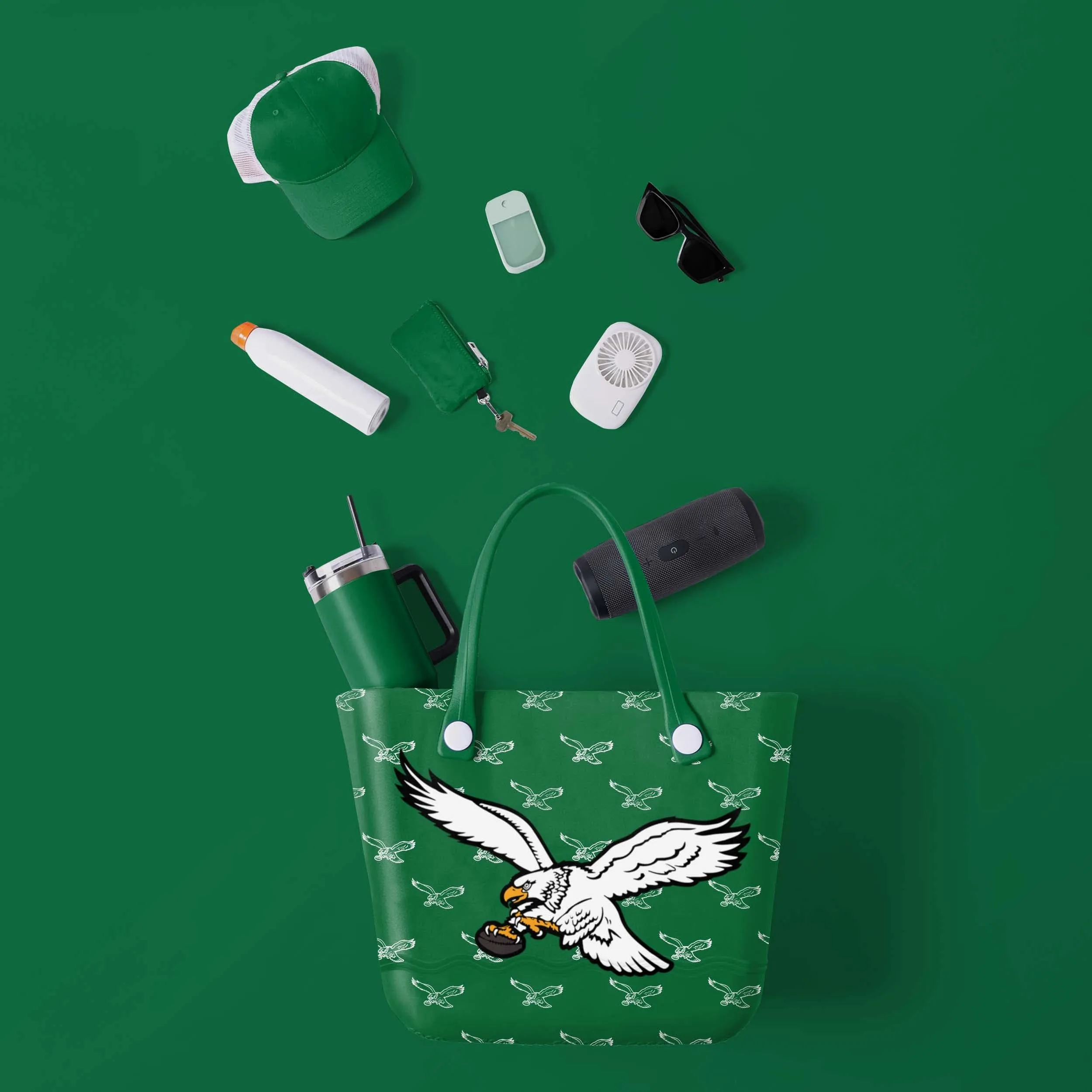 Philadelphia Eagles Kelly Green Big Logo Mini Print Tailgate Tote Bag