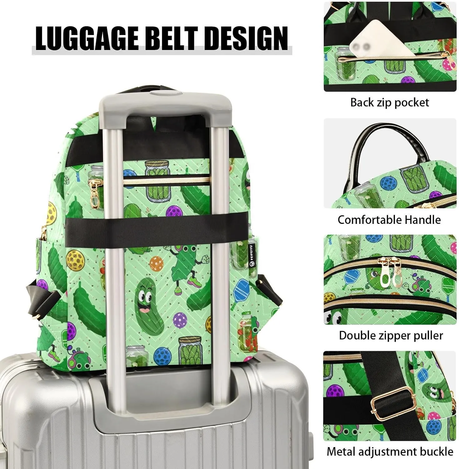 Pickle Mini Backpack for Women, Travel Backpack Purse Daypack Shoulder Bag for Ladies