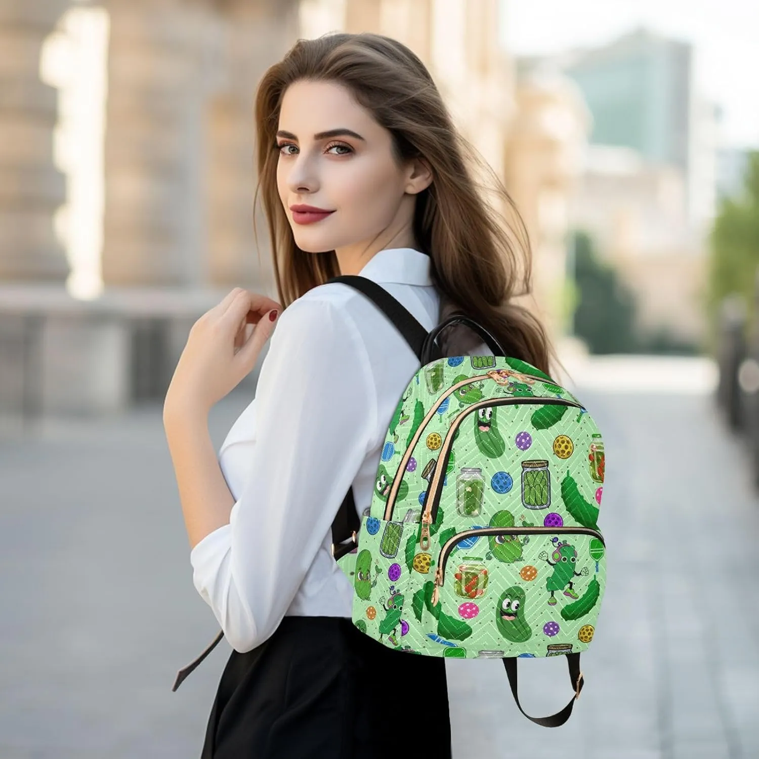 Pickle Mini Backpack for Women, Travel Backpack Purse Daypack Shoulder Bag for Ladies