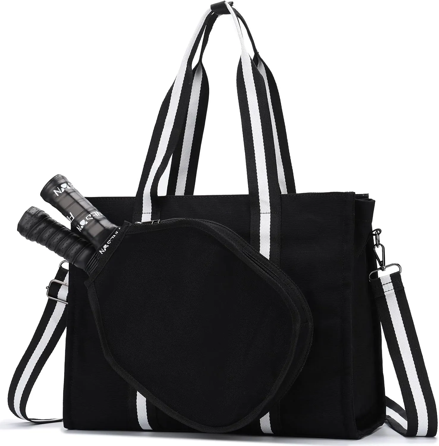Pickleball Tote Bags for Women with Fence Hook,Vaschy Canvas Pickleball Paddle Holder Case Work/Gym/Sports Tote for 2 Rackets