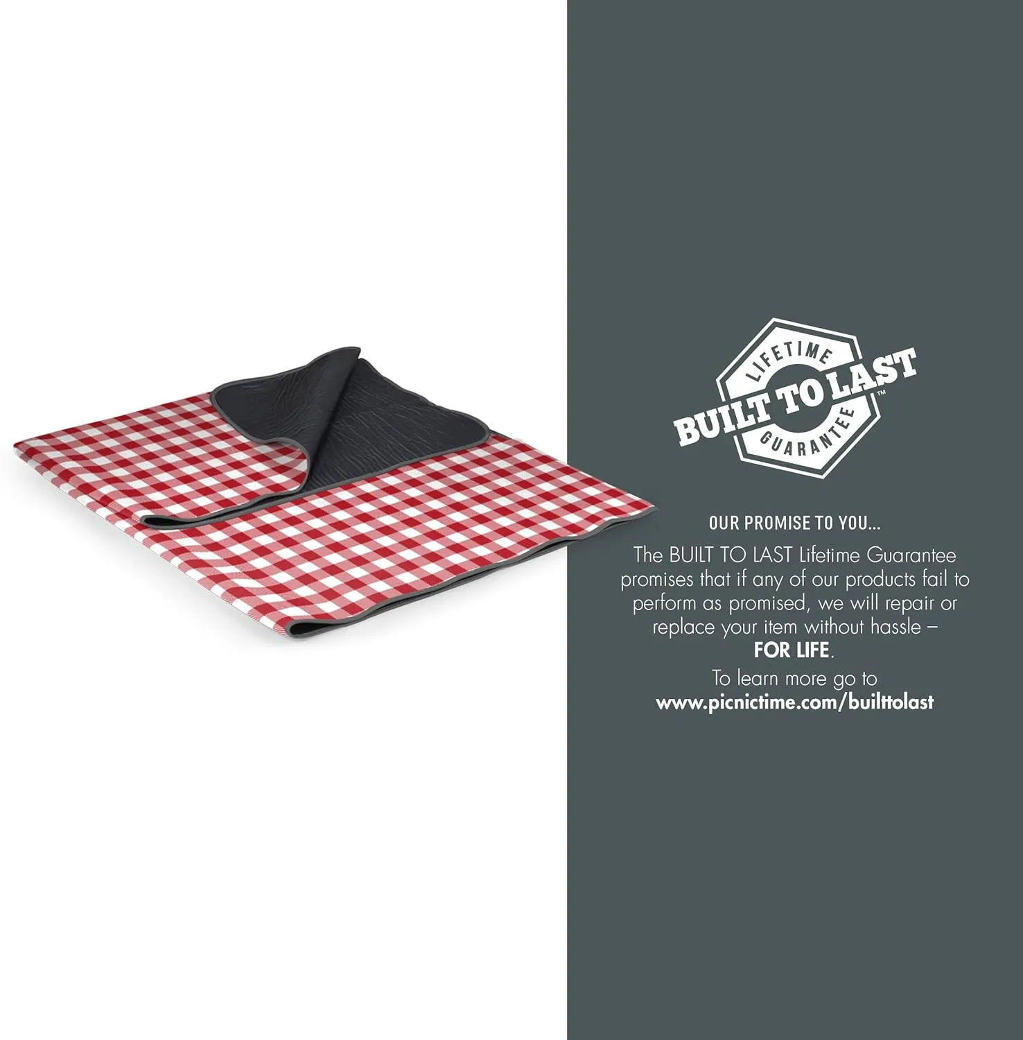 PICNIC TIME Coca-Cola Emoji Blanket Tote Outdoor Picnic Blanket, Beach Blanket, Camping Blanket, (Red & White Gingham Pattern with Gray Flap)
