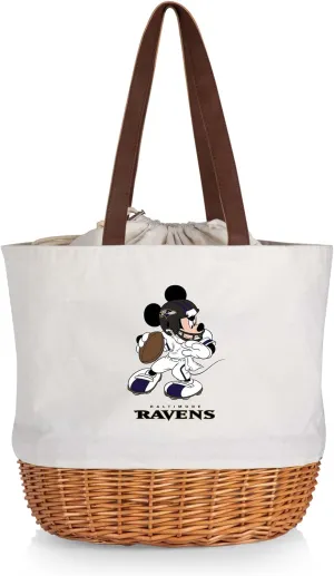 PICNIC TIME NFL Mickey Coronado Canvas and Willow Basket Tote