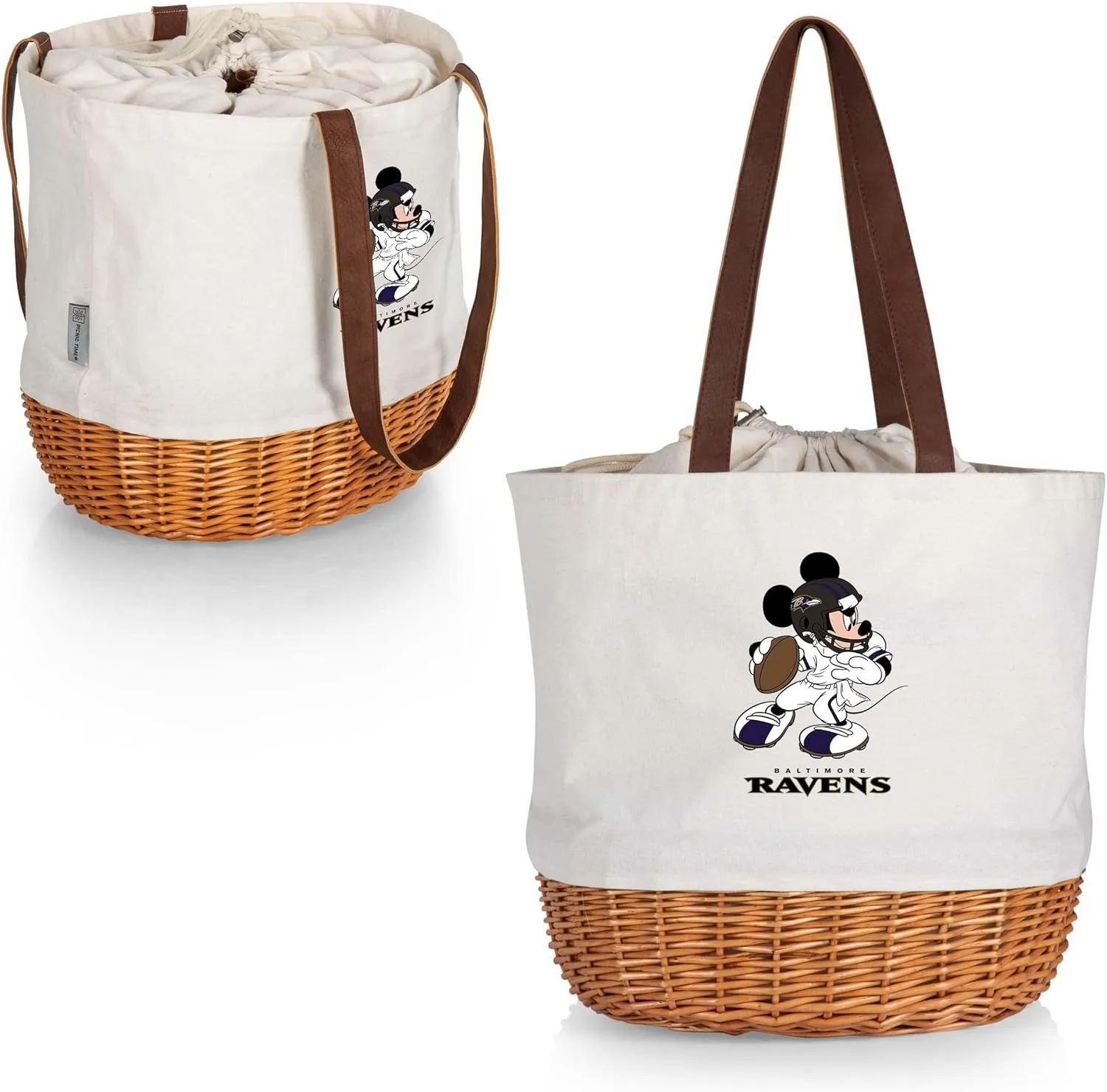 PICNIC TIME NFL Mickey Coronado Canvas and Willow Basket Tote